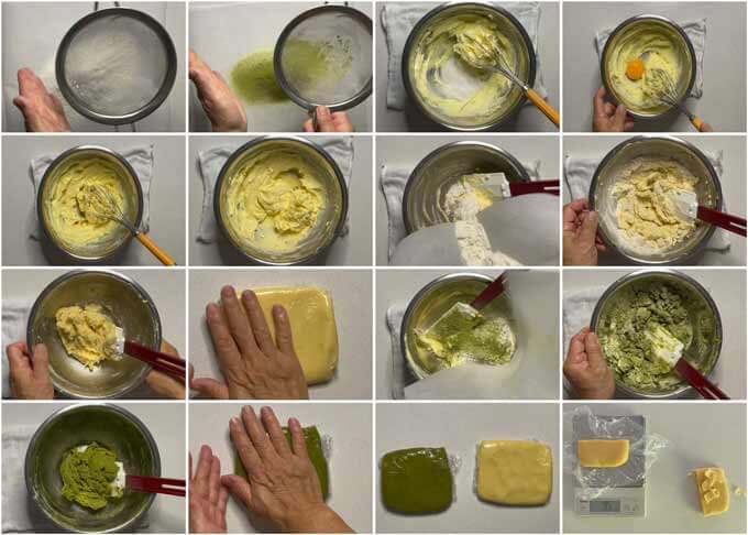 Step-by-step photo of making dough for Matcha Cookies