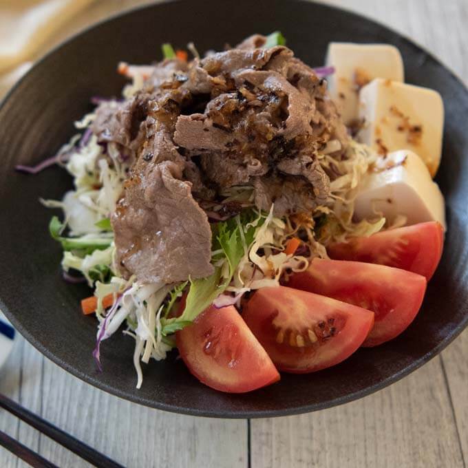 Beef Shabu-Shabu Salad with Kurozu Dressing