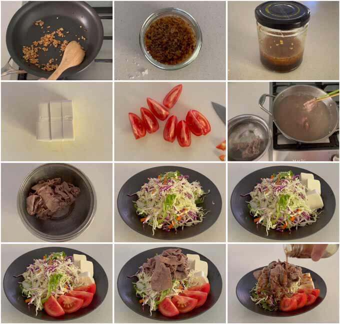 Step-by-step photo of making Beef Shabu-shabu Salad.