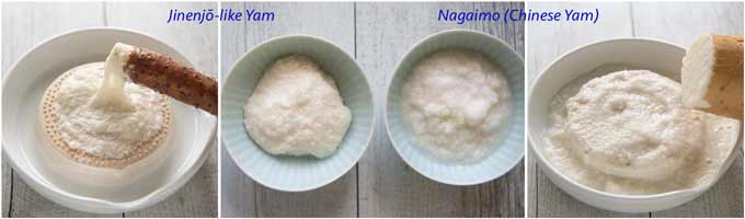 Two kinds of grated Mountain Yam. 