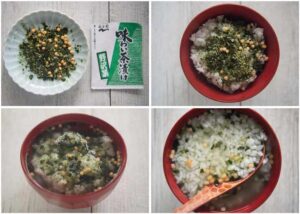 Showing how to use instant ochazuke.