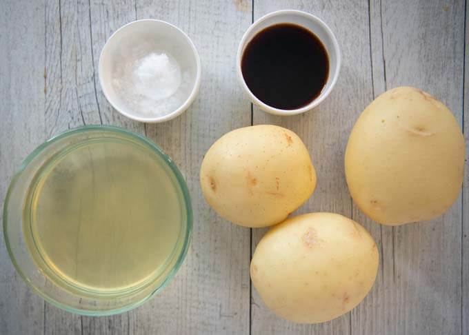 Ingredients for Simmered Potatoes (Jagaimo no Nikorogashi).
