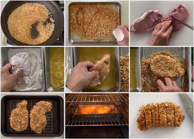 Step-by-step of making Oven Baked Tonkatsu.