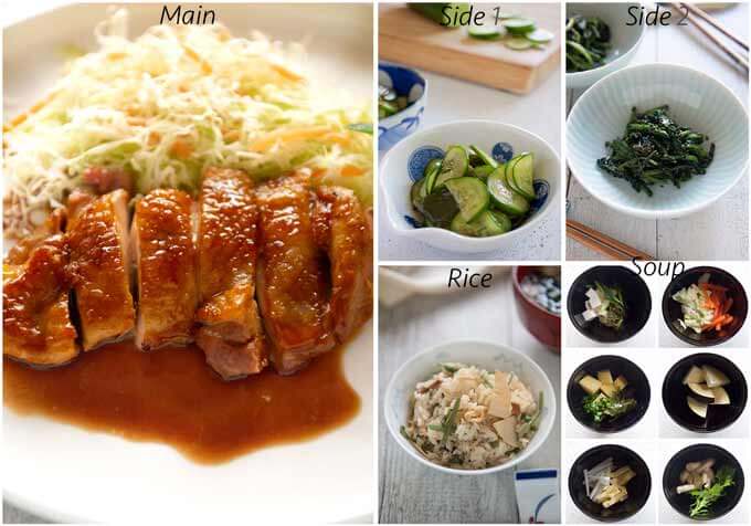 Meal idea with Rice with Mountain Vegetables (Sansai Takikomi gohan).