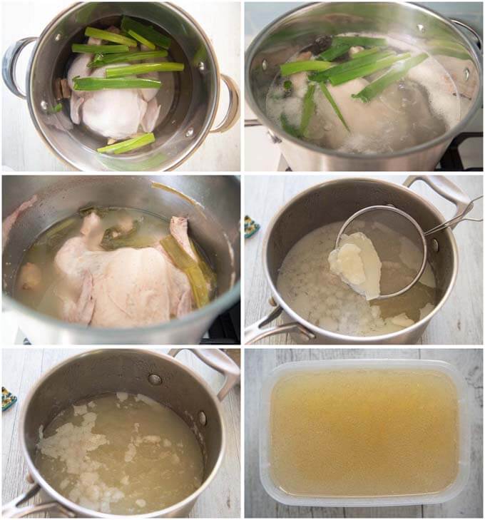 Step-by-step photo of making Chinese Chicken Broth.