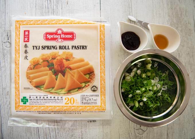 Ingredients for Green Onion Spring Roll Sticks.