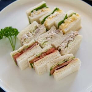 Hero shot of Cafe-style Japanese Sandwiches served on a plate.