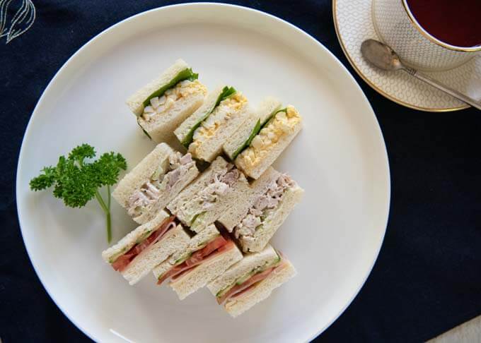 top-down photo of Cafe-style Japanese Sandwiches served on a plate.