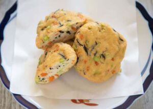 Top-down photo of Fried Tofu Patties (Ganmodoki).