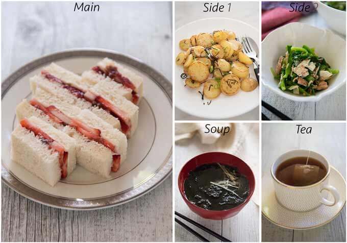 Meal idea with Ichigo Sando (Strawberry and Cream Sandwich).