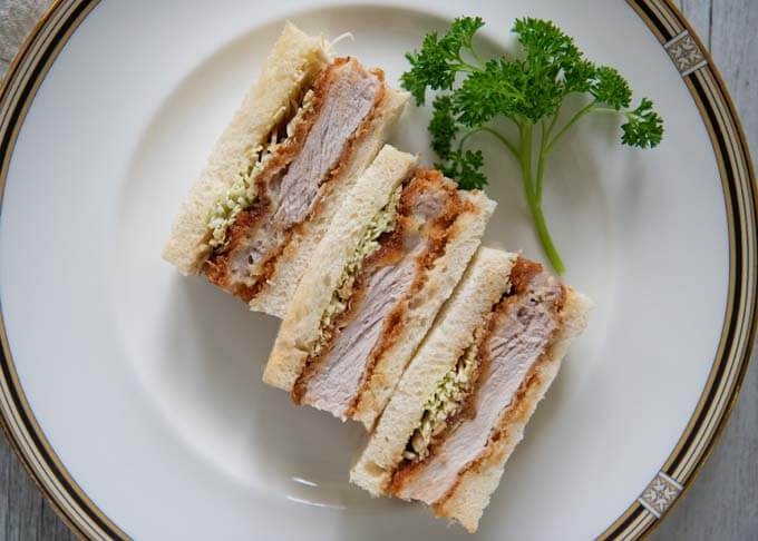 Top-down photo of Katsu Sando (Pork Cutlet Sandwich).