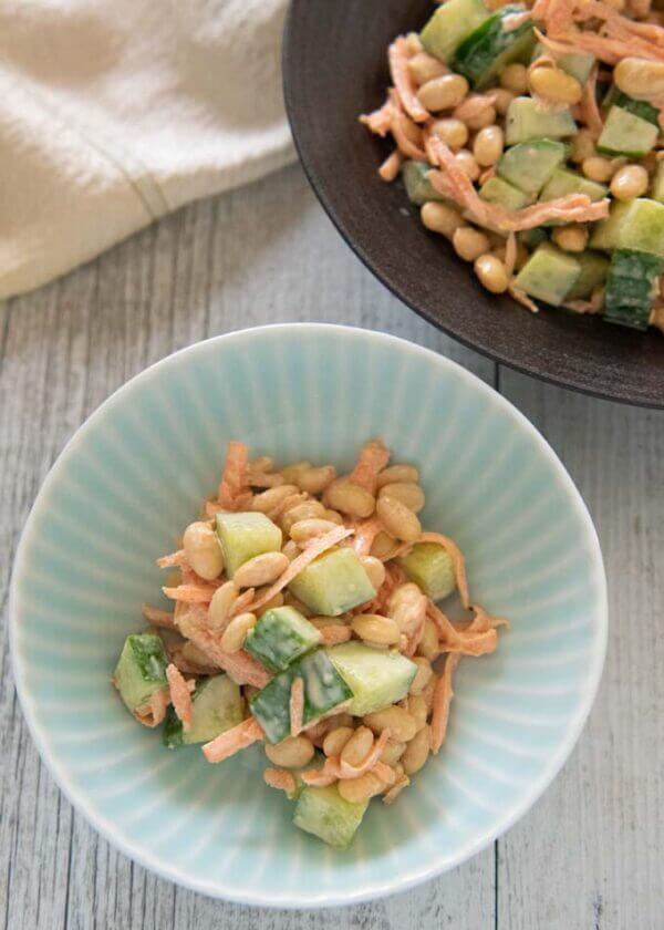 Soybean Salad with Carrot and Cucumber RecipeTin Japan
