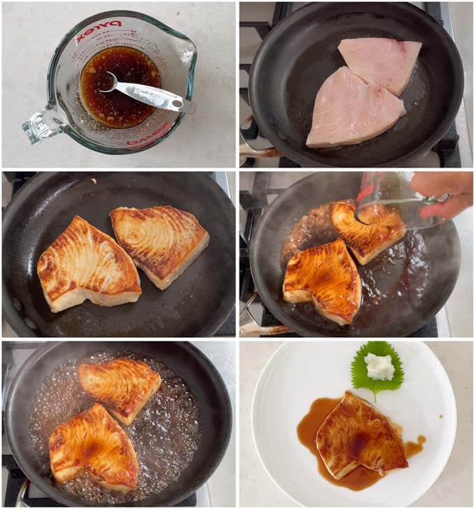 Step-by-step photo of making Swordfish Teriyaki.