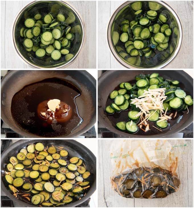 Step-by-step photo of making Soy Pickled Cucumber (Kyūri no Q-chan).
