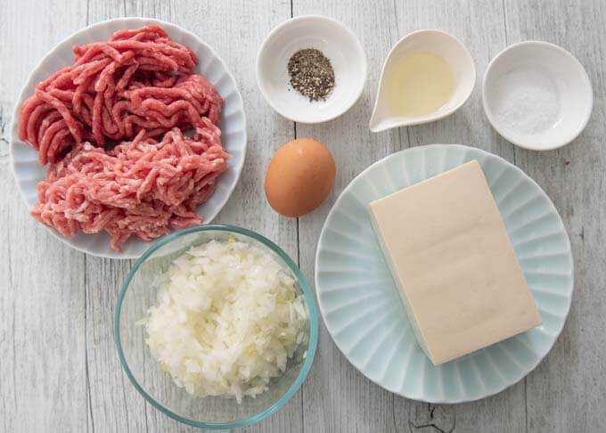 Ingredients for Tofu Hamburger Steak.