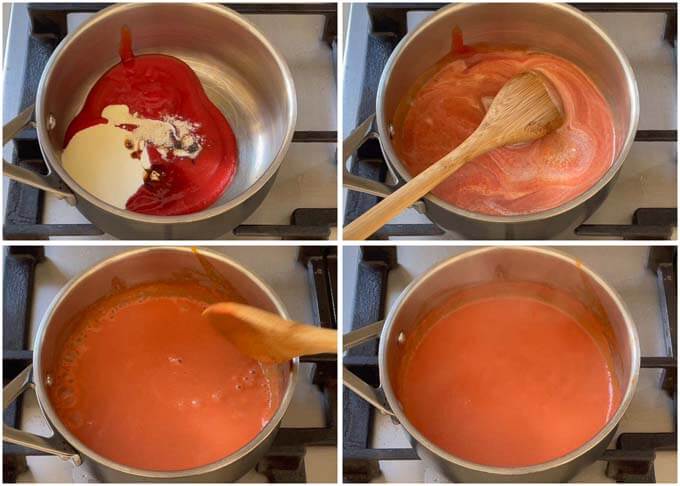 Step by step photo of making Tomato Flavoured Sauce.
