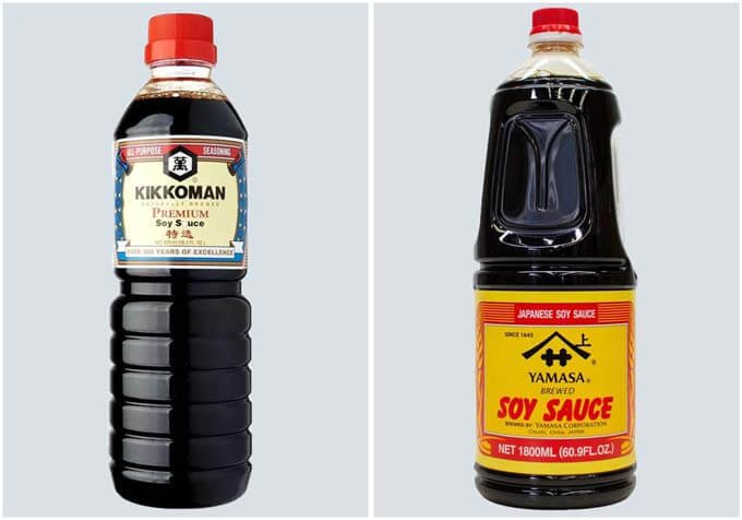Typical Japanese soy sauce - kikkoman brand and Yamasa brand.