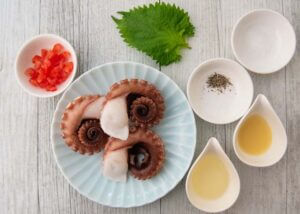 Ingredients for Octopus Carpaccio.