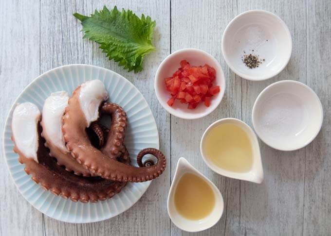 Ingredients for Octopus Carpaccio.