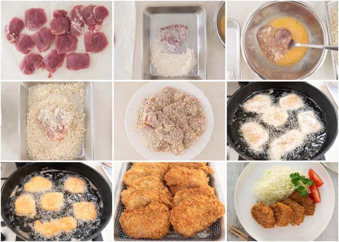 Step-by-step photo of making Crumbed Pork Tenderloin Medallions.