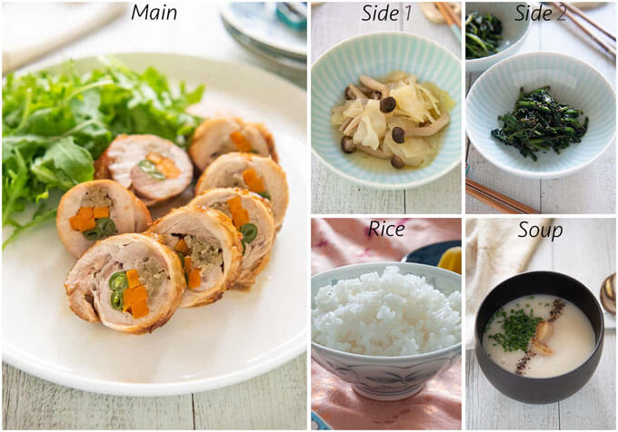 MEal idea with Cabbage and Shimeji Ohitashi Salad.