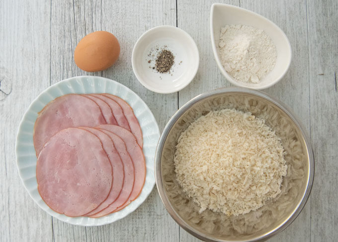 Ingredients for Ham Katsu.