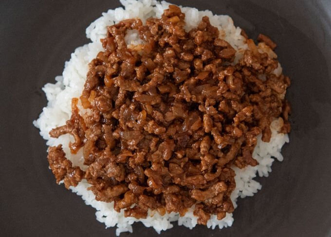 Tako Rice with just Taco Meat on top. 
