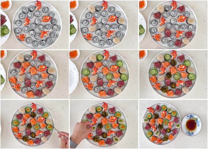 Step-by-step photo of making Sushi Canapés.