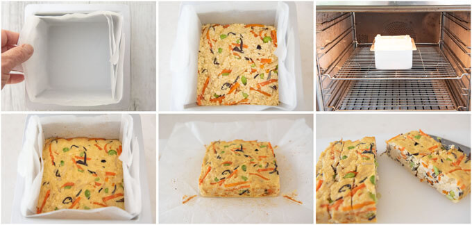 Step-by-step photo of making Imitation tofu Omelette (Gisei Tofu) in the oven.