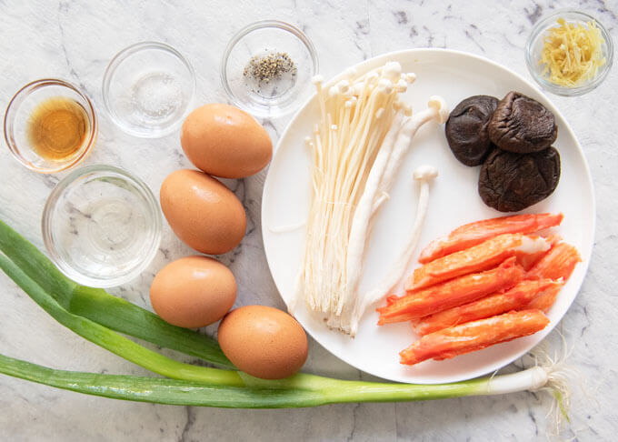 Ingredients for Kanitama Omelette.