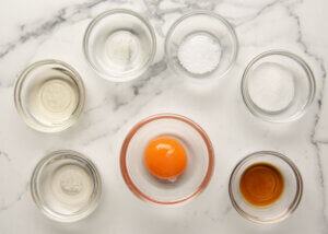 Ingredients for Egg Yolk and Vinegar Sauce (Kimizu).