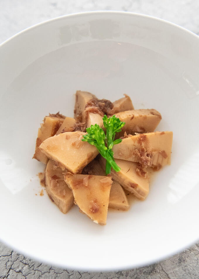 Bamboo Shoots Simmered in Bonito Flakes (Takenoko no Tosani)