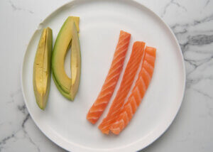 filling ingredients for Salmon Avocado Rolls.
