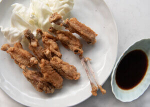 Chicken Wingettes Karaage with dipping sauce.