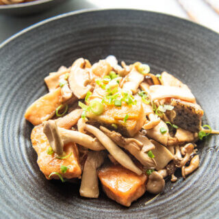 Hero shot of One Pan Soy Butter Salmon with Mushrooms.