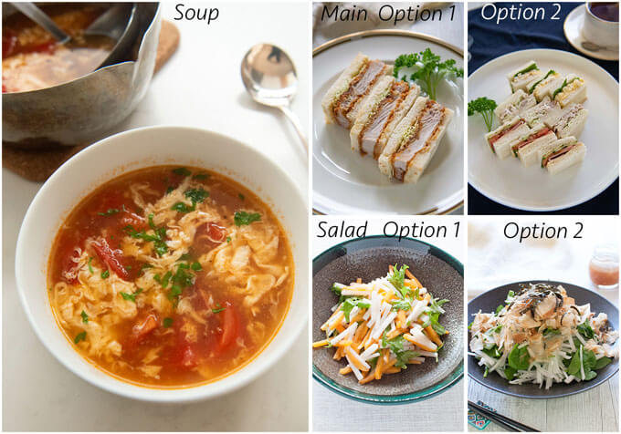 Meal idea with Tomato and Egg Drop Soup Japanese Way.