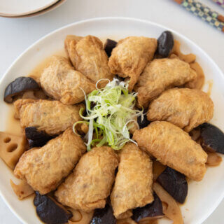 Hero shot of Simmered Stuffed Aburaage.