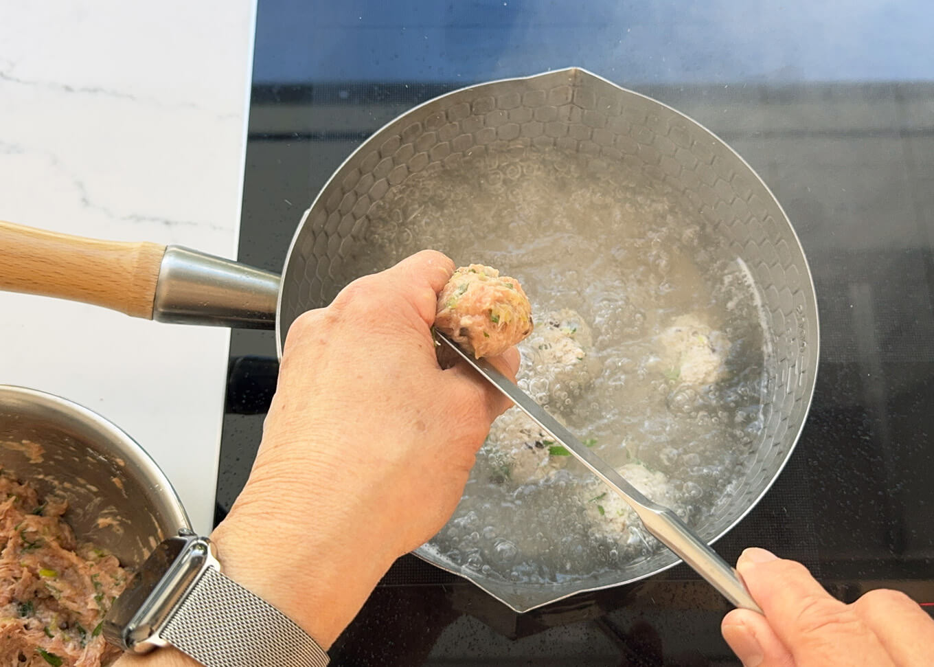 Showing how I make meatballs without individually rolling.