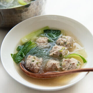 Hero shot of Pork Meatball and Vermicelli Soup.