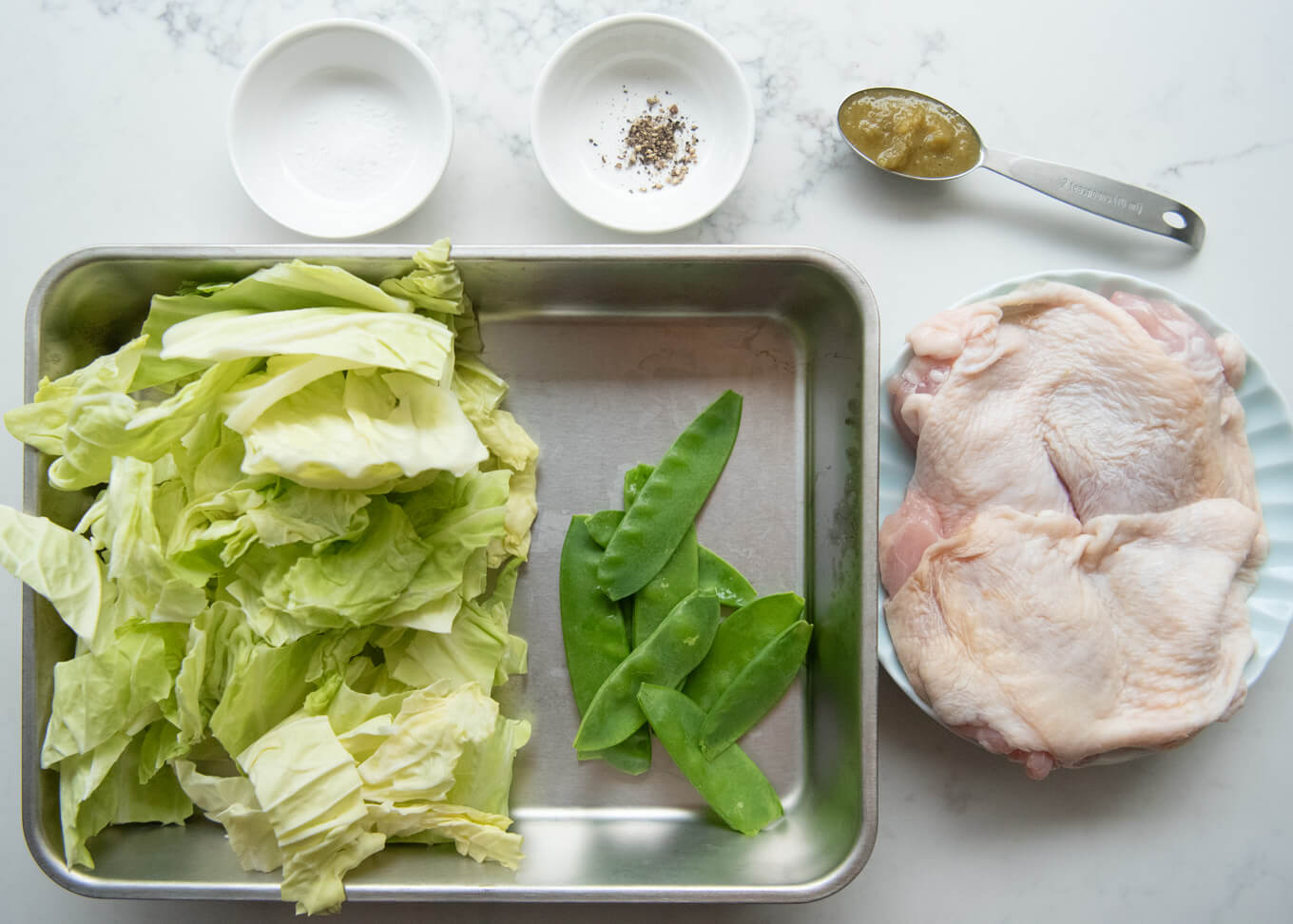 Ingredients for Crispy Skin Chicken with Yuzu Koshō.