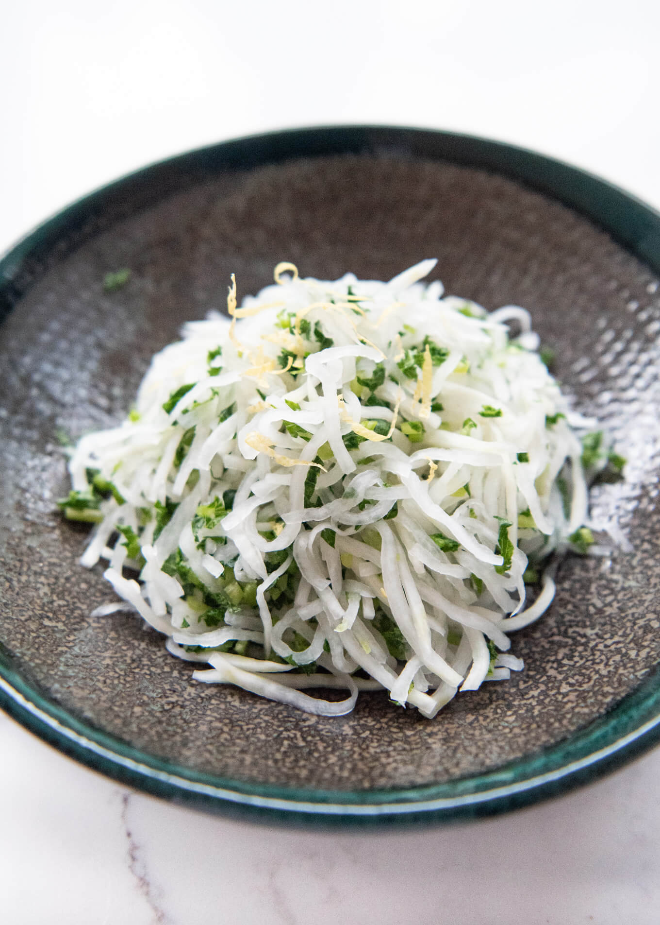 Hero shot of Salted Daikon Salad (Shio Momi Daikon).