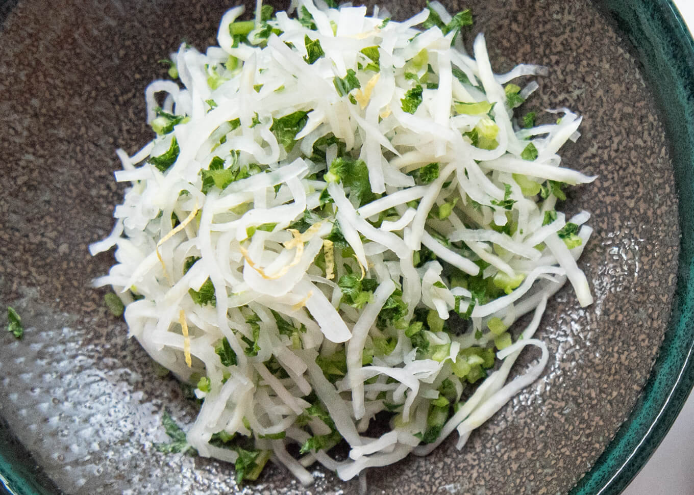 Zoomed-in photo of Salted Daikon Salad (Shio Momi Daikon).