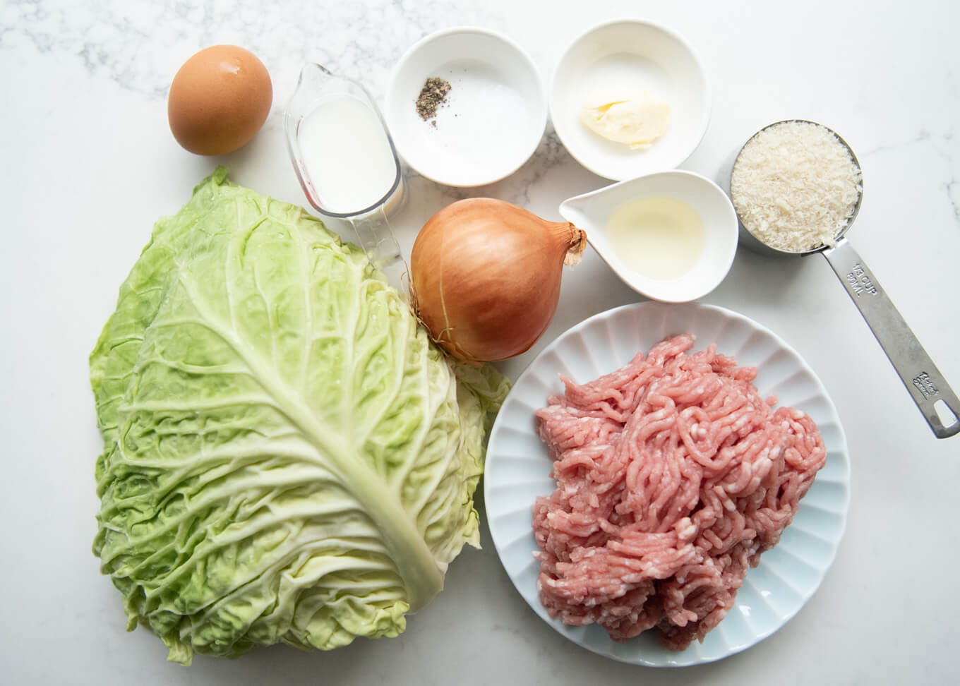 Ingredients for Layered Cabbage and Mince.