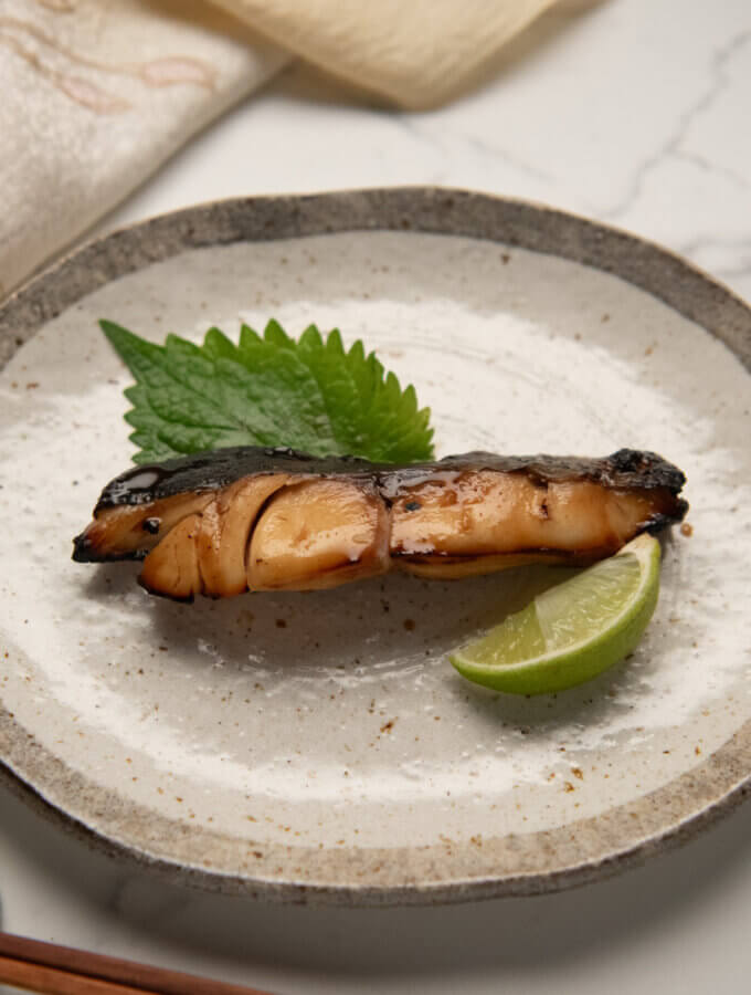 Hero shot of Yūan-style Grilled fish (Yūan Yaki fish).