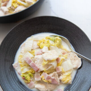 Hero shot of Chicken & Cabbage Simmered in Milk.