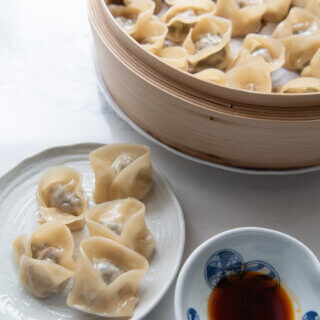 Hero shot of Steamed Gyoza Dumplings.