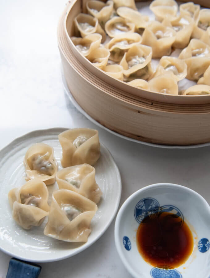 Hero shot of Steamed Gyoza Dumplings.