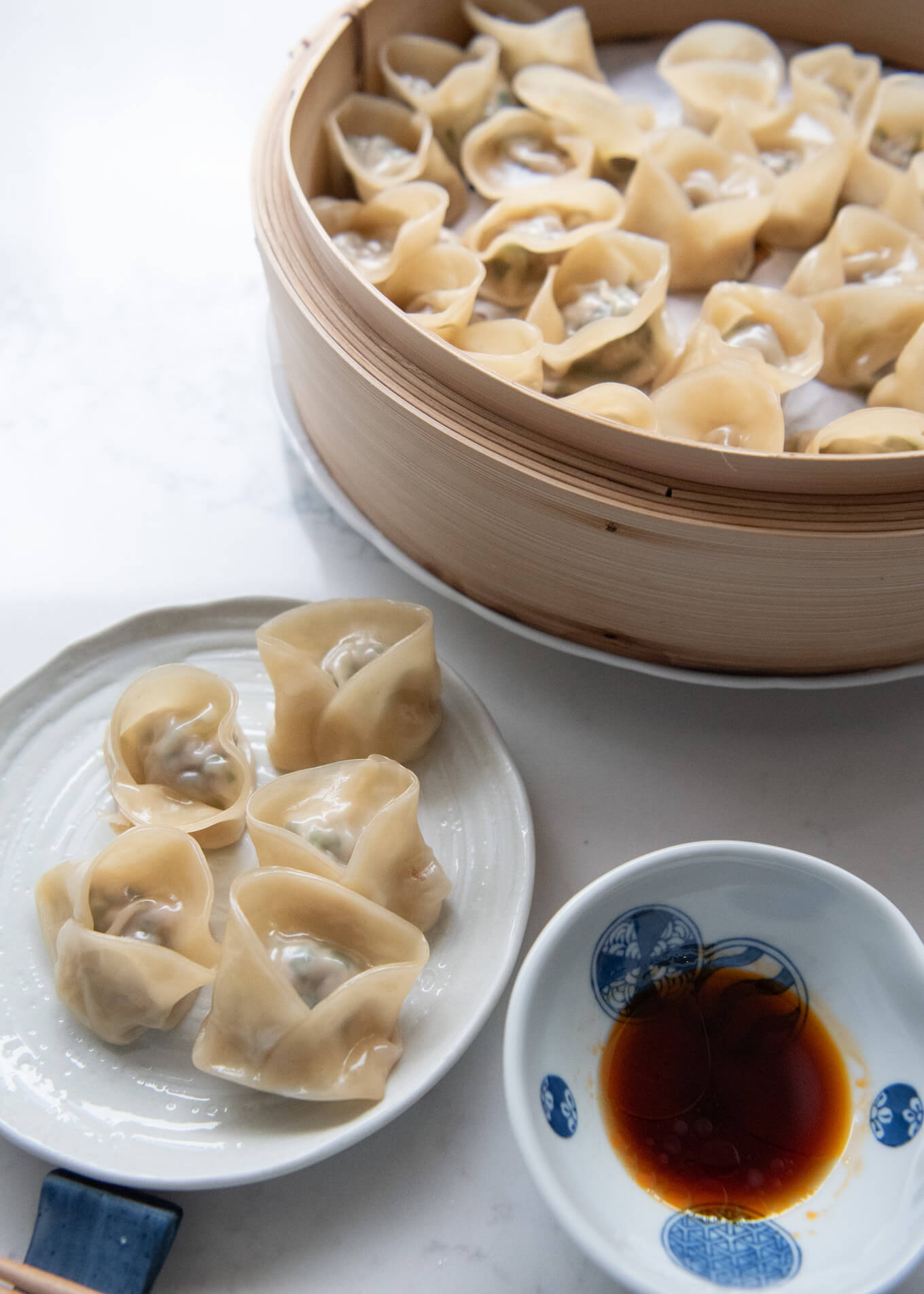 Hero shot of Steamed Gyoza Dumplings.