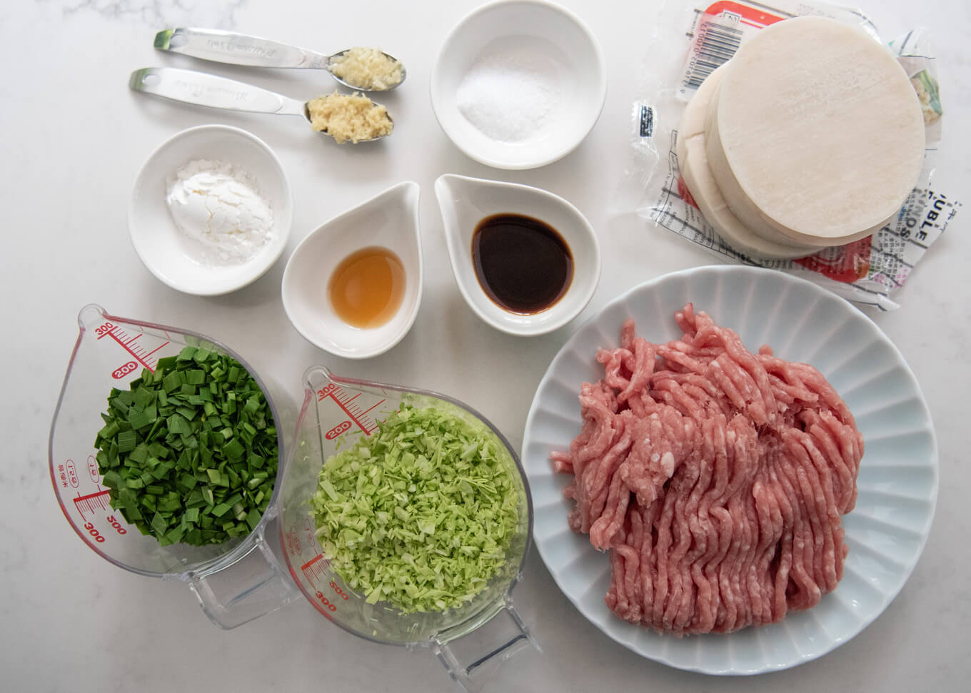 Ingredients for Steamed Gyoza Dumplings.