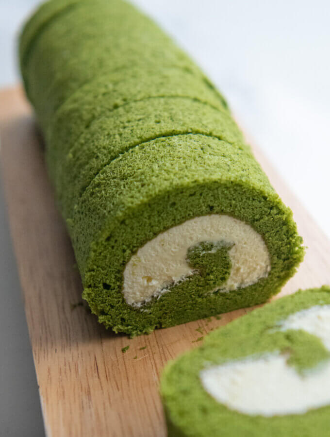 Hero shot of Matcha Roll Cake.